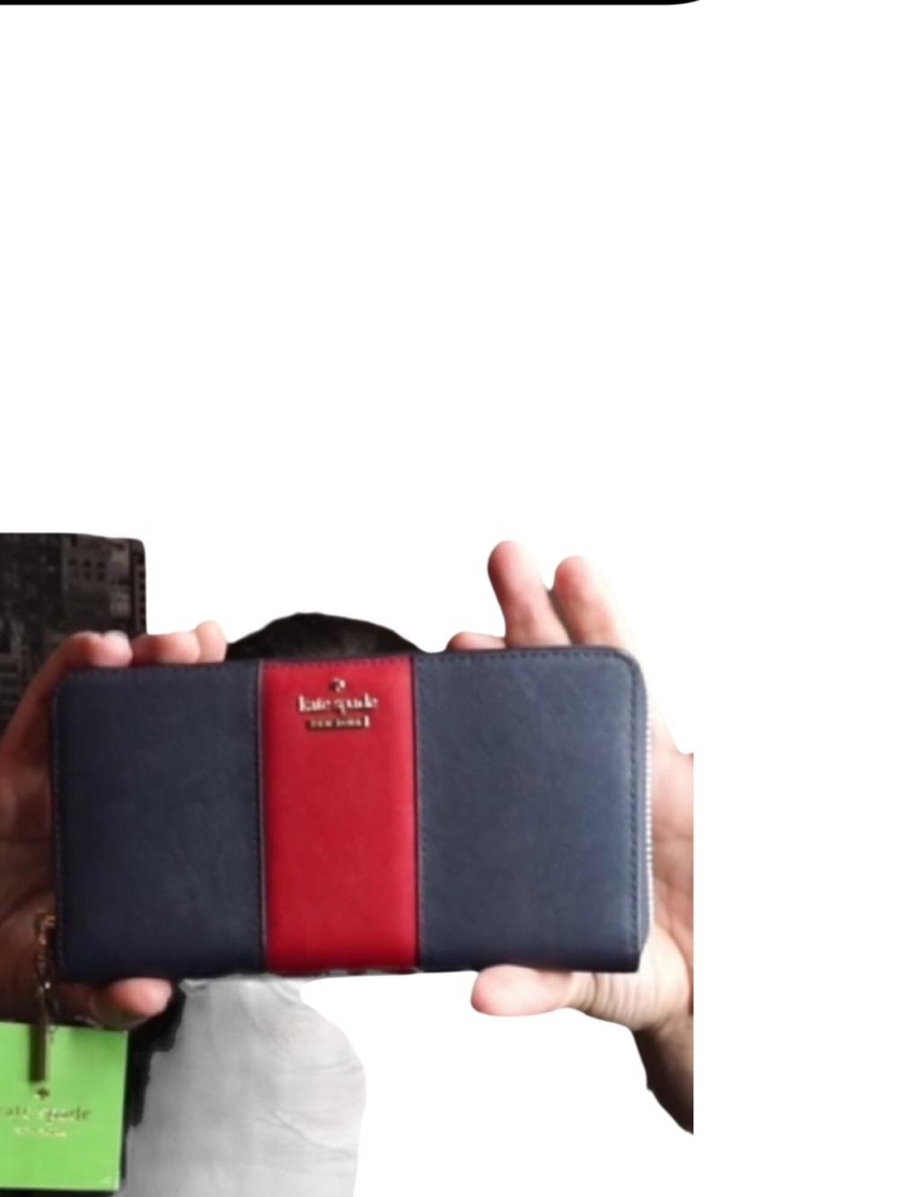 Kate Spade Cameron Street Racing Stripe Round Zipper Long Leather Wallet